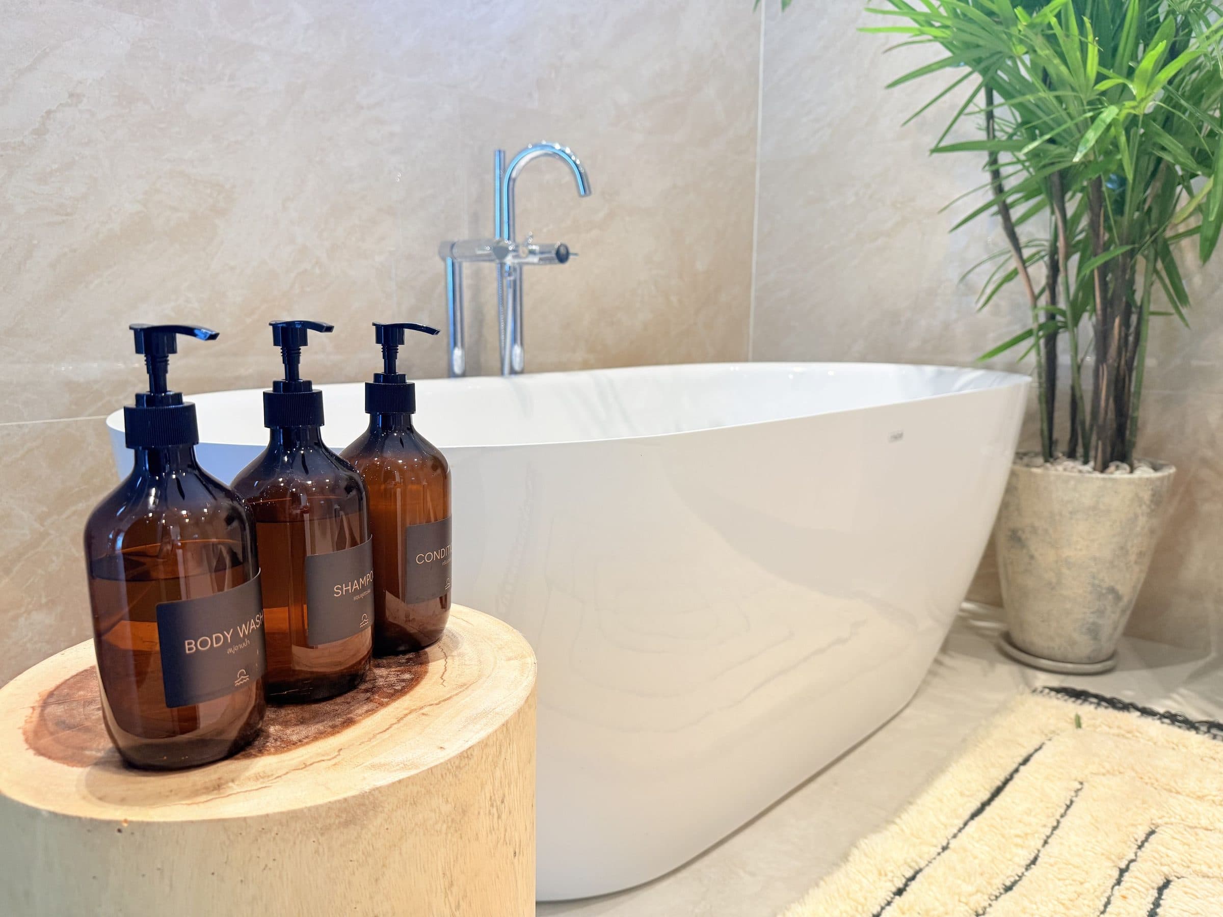 Freestanding bathtub in the master bathroom